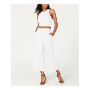 NWT CITY STUDIO Womens White Tie Back Sleeveless Jewel Neck Crop Top 3